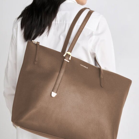 🍂 PERFECT LEATHER Tote Bag -☕️ COFFEE: COCCINELLE Gleen - Picture 4 of 13
